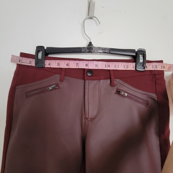 Mossimo Cabernet Red Wine Maroon Faux Leather Stretch Extensible Legging Pants 8 - Picture 7 of 13